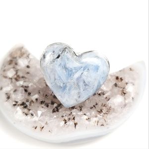 Sterling Silver Paraiba Kyanite Heart Shaped Ring Size 10.5